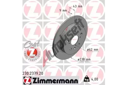 ZIMMERMANN Brzdov kotou COAT Z - 278 mm ZIM 230.2379.20, 230.2379.20