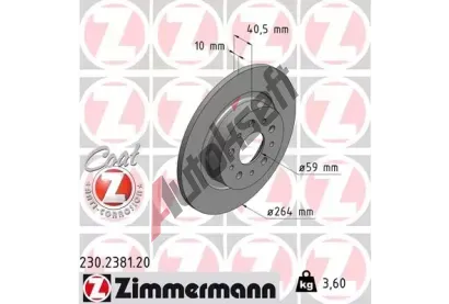 ZIMMERMANN Brzdov kotou COAT Z - 264 mm ZIM 230.2381.20, 230.2381.20
