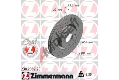 ZIMMERMANN Brzdov kotou COAT Z - 284 mm ZIM 230.2382.20, 230.2382.20