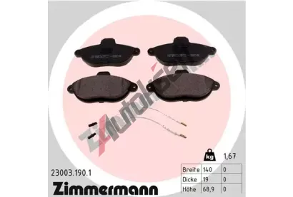 ZIMMERMANN Sada brzdovch destiek - kotouov brzda ZIM 23003.190.1, 23003.190.1