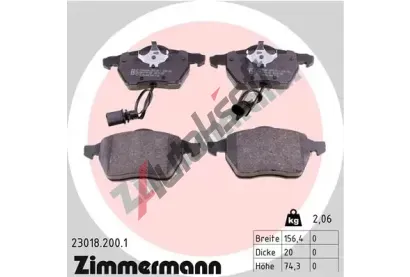 ZIMMERMANN Sada brzdovch destiek - kotouov brzda ZIM 23018.200.1, 23018.200.1