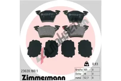 ZIMMERMANN Sada brzdovch destiek - kotouov brzda ZIM 23020.180.1, 23020.180.1