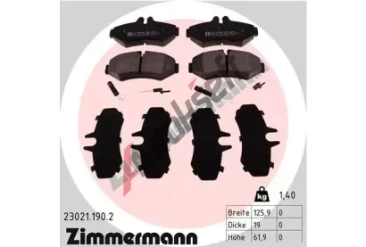 ZIMMERMANN Sada brzdovch destiek kotouov brzdy ZIM 23021.190.2, 23021.190.2