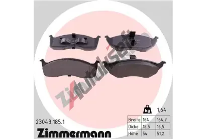 ZIMMERMANN Sada brzdovch destiek - kotouov brzda ZIM 23043.185.1, 23043.185.1