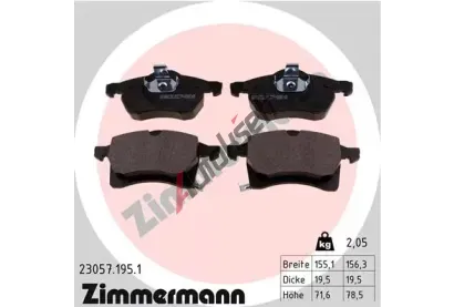 ZIMMERMANN Sada brzdových destiček - kotoučová brzda ZIM 23057.195.1, 23057.195.1 ZIMMERMANN Sada brzdových destiček - kotoučová brzda ZIM 23057.195.1, 23057.195.1