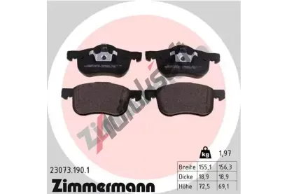 ZIMMERMANN Sada brzdových destiček - kotoučová brzda ZIM 23073.190.1, 23073.190.1 ZIMMERMANN Sada brzdových destiček - kotoučová brzda ZIM 23073.190.1, 23073.190.1