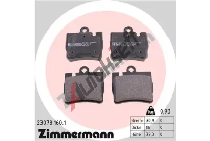 ZIMMERMANN Sada brzdovch destiek - kotouov brzda ZIM 23078.160.1, 23078.160.1