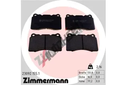 ZIMMERMANN Sada brzdových destiček ZIM 23092.155.1, 23092.155.1 ZIMMERMANN Sada brzdových destiček ZIM 23092.155.1, 23092.155.1