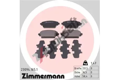 ZIMMERMANN Sada brzdov�ch desti�ek - kotou�ov� brzda ZIM 23094.165.1, 23094.165.1
