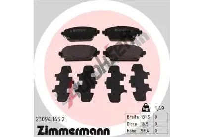 ZIMMERMANN Sada brzdových destiček - kotoučová brzda ZIM 23094.165.2, 23094.165.2 ZIMMERMANN Sada brzdových destiček - kotoučová brzda ZIM 23094.165.2, 23094.165.2