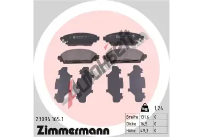 ZIMMERMANN Sada brzdovch destiek - kotouov brzda ZIM 23096.165.1, 23096.165.1
