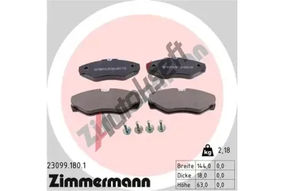 ZIMMERMANN Sada brzdovch destiek - kotouov brzda ZIM 23099.180.1, 23099.180.1