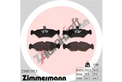 ZIMMERMANN Sada brzdovch destiek - kotouov brzda ZIM 23101.175.1, 23101.175.1