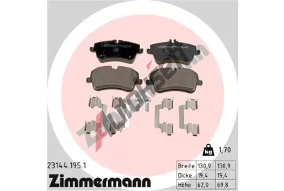 ZIMMERMANN Sada brzdovch destiek - kotouov brzda ZIM 23144.195.1, 23144.195.1