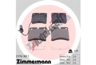 ZIMMERMANN Sada brzdových destiček kotoučové brzdy ZIM 23176.180.1, 23176.180.1  ZIMMERMANN Sada brzdových destiček kotoučové brzdy ZIM 23176.180.1, 23176.180.1