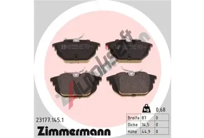 ZIMMERMANN Sada brzdovch destiek kotouov brzdy ZIM 23177.145.1, 23177.145.1