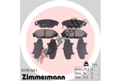 ZIMMERMANN Sada brzdovch destiek - kotouov brzda ZIM 23178.160.1, 23178.160.1