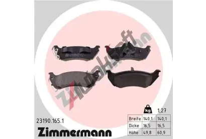 ZIMMERMANN Sada brzdových destiček - kotoučová brzda ZIM 23190.165.1, 23190.165.1 ZIMMERMANN Sada brzdových destiček - kotoučová brzda ZIM 23190.165.1, 23190.165.1