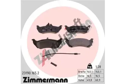 ZIMMERMANN Sada brzdových destiček - kotoučová brzda ZIM 23190.165.2, 23190.165.2 ZIMMERMANN Sada brzdových destiček - kotoučová brzda ZIM 23190.165.2, 23190.165.2