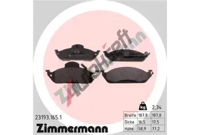 ZIMMERMANN Sada brzdovch destiek - kotouov brzda ZIM 23193.165.1, 23193.165.1