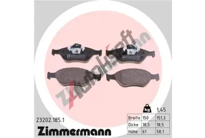 ZIMMERMANN Sada brzdovch destiek - kotouov brzda ZIM 23202.185.1, 23202.185.1