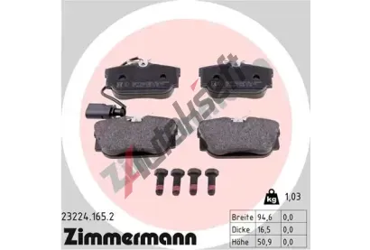 ZIMMERMANN Sada brzdovch destiek - kotouov brzda ZIM 23224.165.2, 23224.165.2