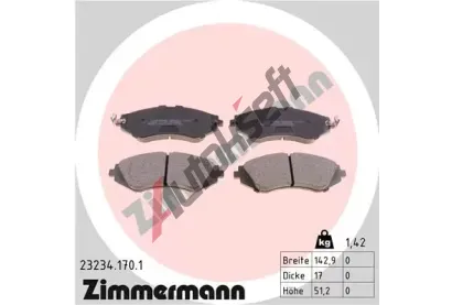 ZIMMERMANN Sada brzdových destiček - kotoučová brzda ZIM 23234.170.1, 23234.170.1 ZIMMERMANN Sada brzdových destiček - kotoučová brzda ZIM 23234.170.1, 23234.170.1