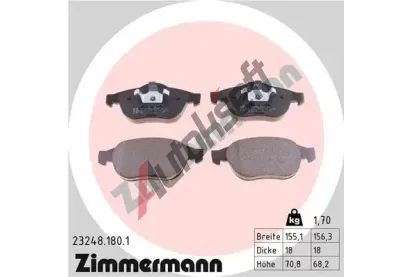 ZIMMERMANN Sada brzdovch destiek - kotouov brzda ZIM 23248.180.1, 23248.180.1