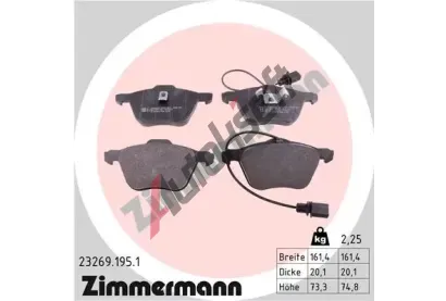 ZIMMERMANN Sada brzdovch destiek - kotouov brzda ZIM 23269.195.1, 23269.195.1