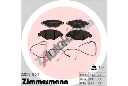 ZIMMERMANN Sada brzdovch destiek - kotouov brzda ZIM 23277.180.1, 23277.180.1