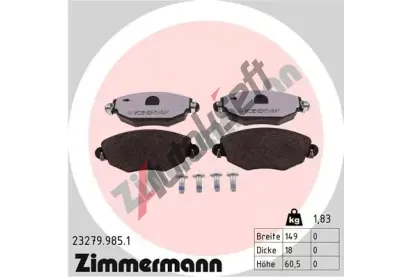 ZIMMERMANN Sada brzdovch destiek rd:z ZIM 23279.985.1, 23279.985.1
