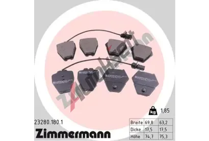 ZIMMERMANN Sada brzdovch destiek ZIM 23280.180.1, 23280.180.1