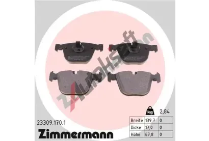 ZIMMERMANN Sada brzdovch destiek - kotouov brzda ZIM 23309.170.1, 23309.170.1