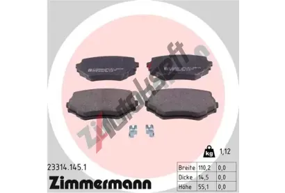 ZIMMERMANN Sada brzdových destiček ZIM 23314.145.1, 23314.145.1 ZIMMERMANN Sada brzdových destiček ZIM 23314.145.1, 23314.145.1
