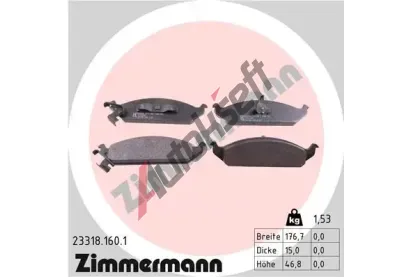 ZIMMERMANN Sada brzdových destiček - kotoučová brzda ZIM 23318.160.1, 23318.160.1  ZIMMERMANN Sada brzdových destiček - kotoučová brzda ZIM 23318.160.1, 23318.160.1