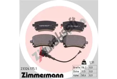 ZIMMERMANN Sada brzdovch destiek - kotouov brzda ZIM 23326.175.1, 23326.175.1