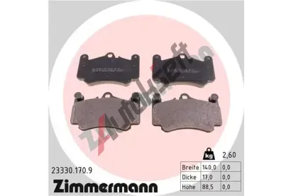 ZIMMERMANN Sada brzdovch destiek - kotouov brzda ZIM 23330.170.9, 23330.170.9