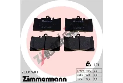 ZIMMERMANN Sada brzdovch destiek ZIM 23331.160.1, 23331.160.1