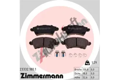 ZIMMERMANN Sada brzdovch destiek - kotouov brzda ZIM 23332.180.1, 23332.180.1