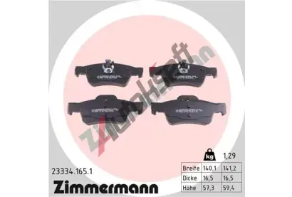 ZIMMERMANN Sada brzdovch destiek - kotouov brzda ZIM 23334.165.1, 23334.165.1