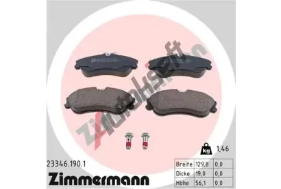 ZIMMERMANN Sada brzdovch destiek - kotouov brzda ZIM 23346.190.1, 23346.190.1