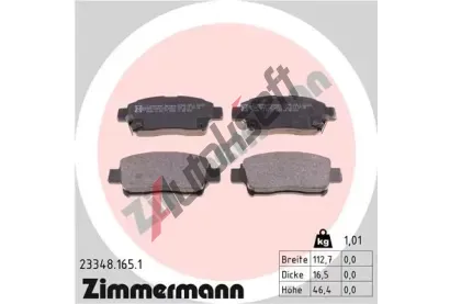ZIMMERMANN Sada brzdovch destiek - kotouov brzda ZIM 23348.165.1, 23348.165.1