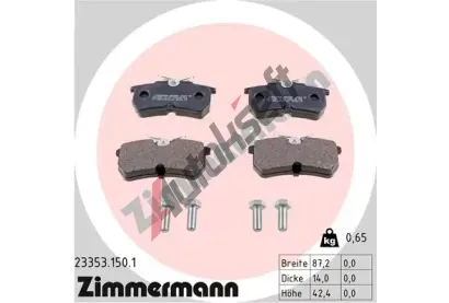 ZIMMERMANN Sada brzdovch destiek - kotouov brzda ZIM 23353.150.1, 23353.150.1