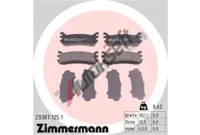 ZIMMERMANN Sada brzdových destiček kotoučové brzdy ZIM 23387.125.1, 23387.125.1 ZIMMERMANN Sada brzdových destiček kotoučové brzdy ZIM 23387.125.1, 23387.125.1