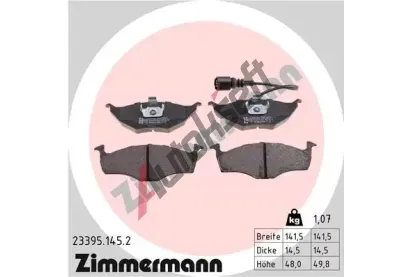 ZIMMERMANN Sada brzdovch destiek kotouov brzdy ZIM 23395.145.2, 23395.145.2