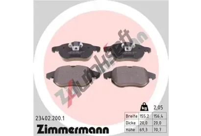 ZIMMERMANN Sada brzdovch destiek - kotouov brzda ZIM 23402.200.1, 23402.200.1