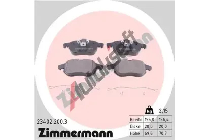 ZIMMERMANN Sada brzdových destiček ZIM 23402.200.3, 23402.200.3 ZIMMERMANN Sada brzdových destiček ZIM 23402.200.3, 23402.200.3