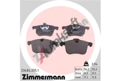 ZIMMERMANN Sada brzdovch destiek - kotouov brzda ZIM 23404.205.1, 23404.205.1