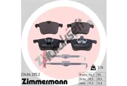 ZIMMERMANN Sada brzdovch destiek ZIM 23404.205.2, 23404.205.2