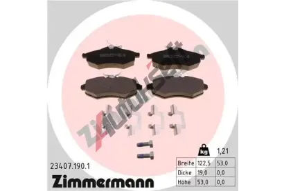 ZIMMERMANN Sada brzdovch destiek - kotouov brzda ZIM 23407.190.1, 23407.190.1